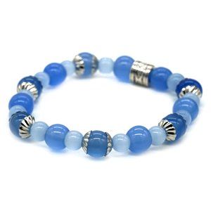 Blue and silver bracelet with silver bead caps.
